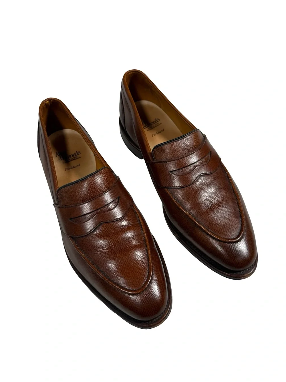 Allen Edmonds Parkland Penny Loafers Brown Pebble Leather Mens 12 D Business